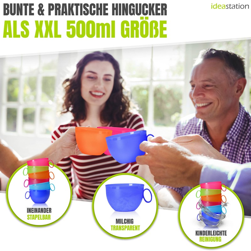 idea-station Neo Plastic Coffee Cups with Lid, 6 x 500