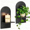 Black Wall Candle Holder: Wood Arch Candle Sconces Set of