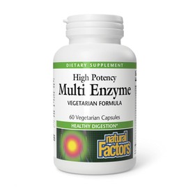 Natural Factors Multi Enzyme High Potency – 60 Cápsulas Vegetarianas de Enzimas de Alta Potencia para Digestión y Absorción de Nutrientes