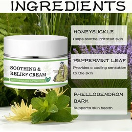 Soothing Relief Cooling Comfort Moisturizer Cream, Natural Hydrating & Cooling Ointment to Relieve Dryness With Honeysuckle & Peppermint(1Oz/Pcs)