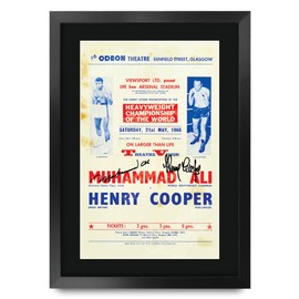 HWC Trading FR A3 Henry Cooper v Muhammad Ali 1966 Bout Gifts Printed Signed Autograph Poster for Boxer Memorabilia Fans - A3 Framed