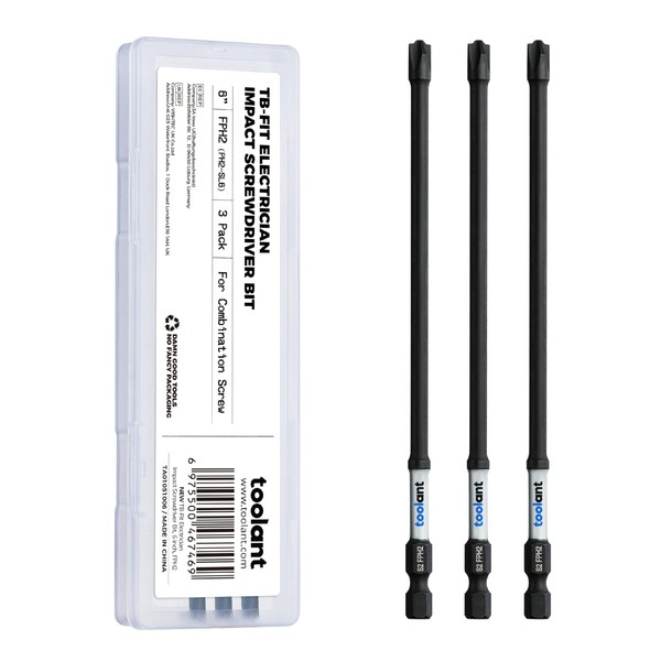 toolant TB-Fit Electrician Impact Screwdriver Bit Set, 3pcs 6 Inch