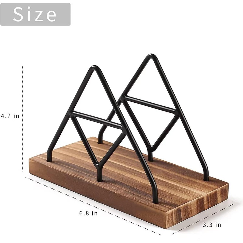 Walquicks 2Pcs Metal and Wooden Napkin Holder - Triangle Design