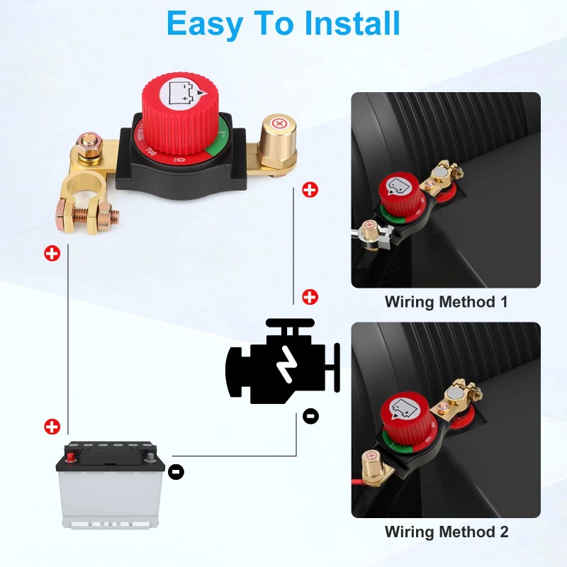 Wowpartspro Battery Disconnect & Top Post Kill Switch 12V-48V Heavy