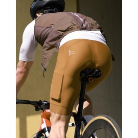INBIKE Men's Summer Cycling Shorts with Gel Padded and Breathable Elastic Side Pocket, Brown, XL