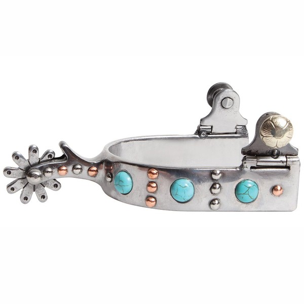 Professional S Choice Youth Silver Copper and Turquoise Dot Spur