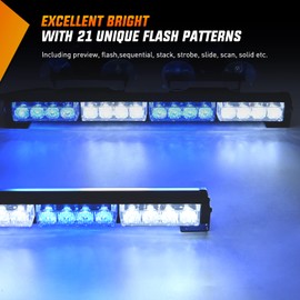 Nilight Traffic Advisor Emergency Strobe Light Bar 2 in 1 17Inch 32LED 23 Flash Patterns Directional Safety Warning Lights with Cigar Lighter on Trucks Police Construction Vehicles