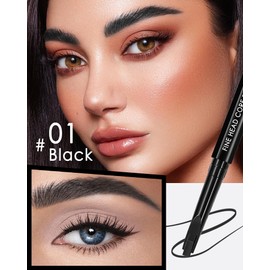 2 Pcs Black Eyebrow Pencil Set for Women,0.1mm Ultra-Fine Waterproof Mechanical Brow Tinted Pen,Long Lasting Professional Brow Micro Eyebrow Retractable Pencil Definer Shaping&Filling Sparse Brow-01