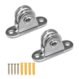 2 Pcs Pulley Wheel, Pulley Block Silent Pulley Wheel, Stainless Steel Wall Mounted Pulley Ball Bearing Pulleys for Handling And Moving Sliding Wire Rope(4 yellow expansion tube with screws)