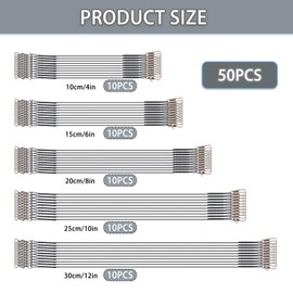 Pack of 50 steel leaders, pike, steel leaders, 5 sizes, stainless steel leaders, fluorocarbon leader, black, titanium leader, fishing, fishing accessories set for predatory fish, hidden main line,
