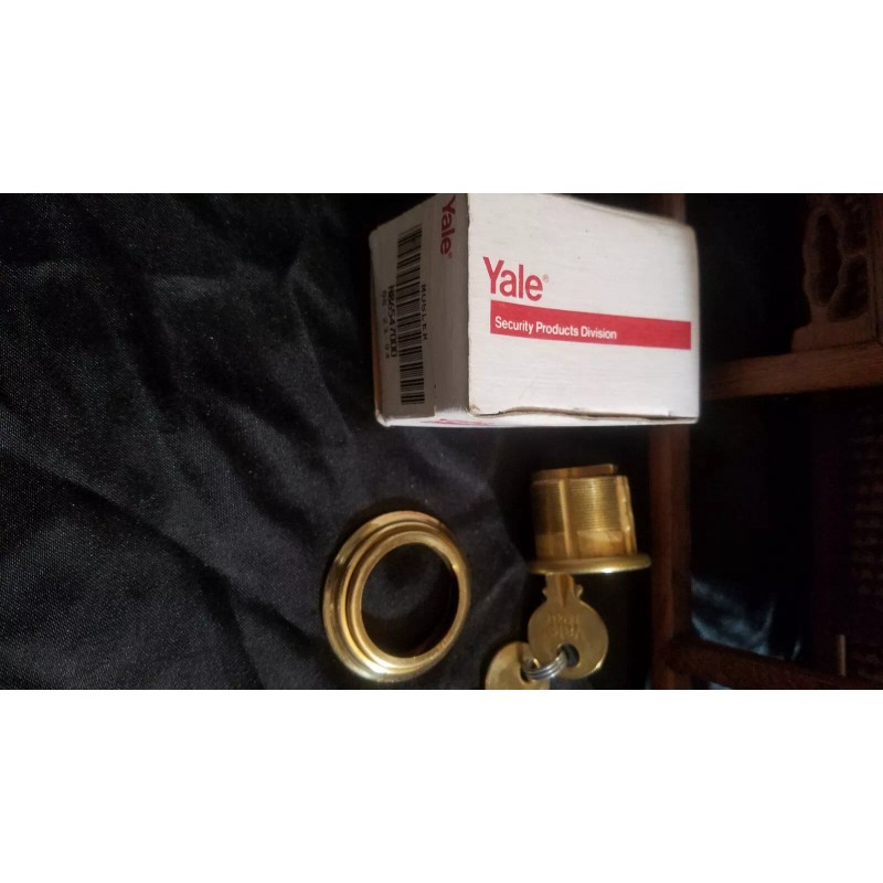 Yale Mortise Cylinder 1" US03 Bright Brass Collar 2 Keys