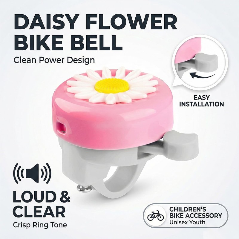 Lotsdonxia Daisy Flower Bike Bell - Loud & Clear Ringing,