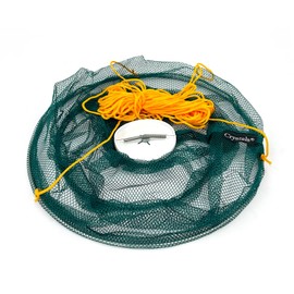 Crystals Crab Drop Net with Spring Loaded Bait Holder, 11m Rope with 30 cm Netting Trap, Bait Clip, Bait Bag, Line Handle, Crab Fishing Net for Family Kids and Holiday Fun, Green – (Set of 2)