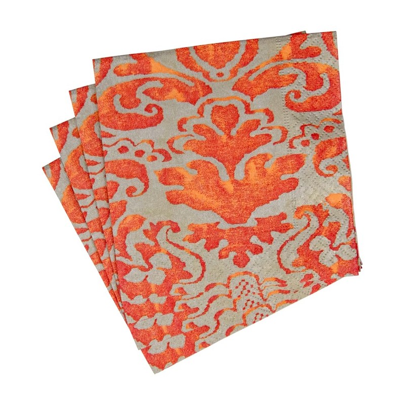 Caspari Palazzo Paper Party Cocktail Napkins in Coral, 20 Per