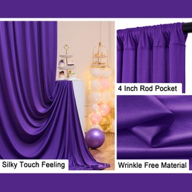 10 ft x 10 ft Wrinkle Free Purple Backdrop Curtain for Parties, Polyester Purple Photo Backdrop Drapes for Wedding Birthday Girls Party Mermaid Baby Shower,5ft x 10ft,2 Panels