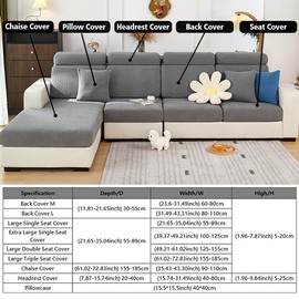 MAOILY Soothing Home Sofa Covers, Sofa Hero Covers for Couch, Couch Cushion Covers, Sofa Covers Washable Sectional Couchs Covers Stretch Slipcovers for Pets (Medium Gray,Large Single Seat Cover)