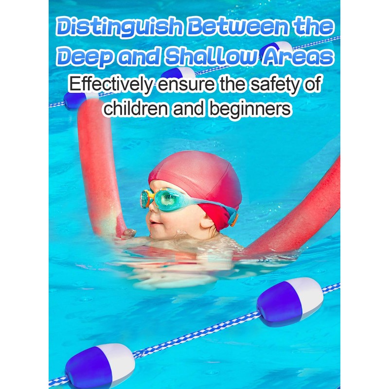 16ft -20ft Adjustable Pool Safety Rope with Floats, Floating Pool