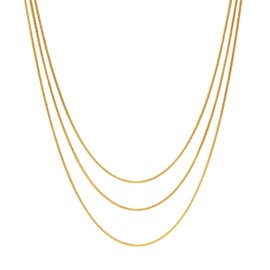 Gold Layered Necklace for Women, 18K Gold Plated Layering Tiny Herringbone Necklace Dainty Layer Snake Chain Necklace Stackable Minimalist Gold Choker Triple Chain Necklace Jewelry Gifts