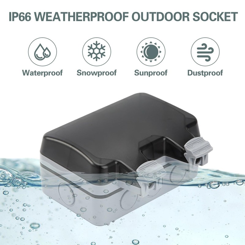 GothicBride Outdoor Socket with USB Connections, Garden Socket, Surface-Mounted, Waterproof