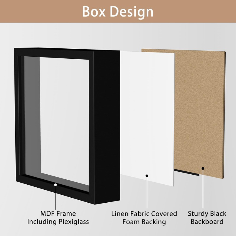 Kormuge Kormuge 8x8 Shadow Box Frame with White Linen Backing,