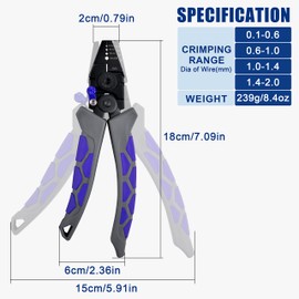 Crimping Tool Pliers with Cutter, Portable Wire Crimper Tool Effort-Saving Fishing Crimping Pliers High Carbon Steel Fishing Pliers Wire Cutters Terminal Wire Crimp Tool