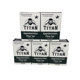 TITAN Natural Bar Soap for Men-Cold Process Soap Made With All Natural Ingredients-Handmade in America (5 Ounce (Pack of 5), Appalachian Pine Tar- Heavy Grit)