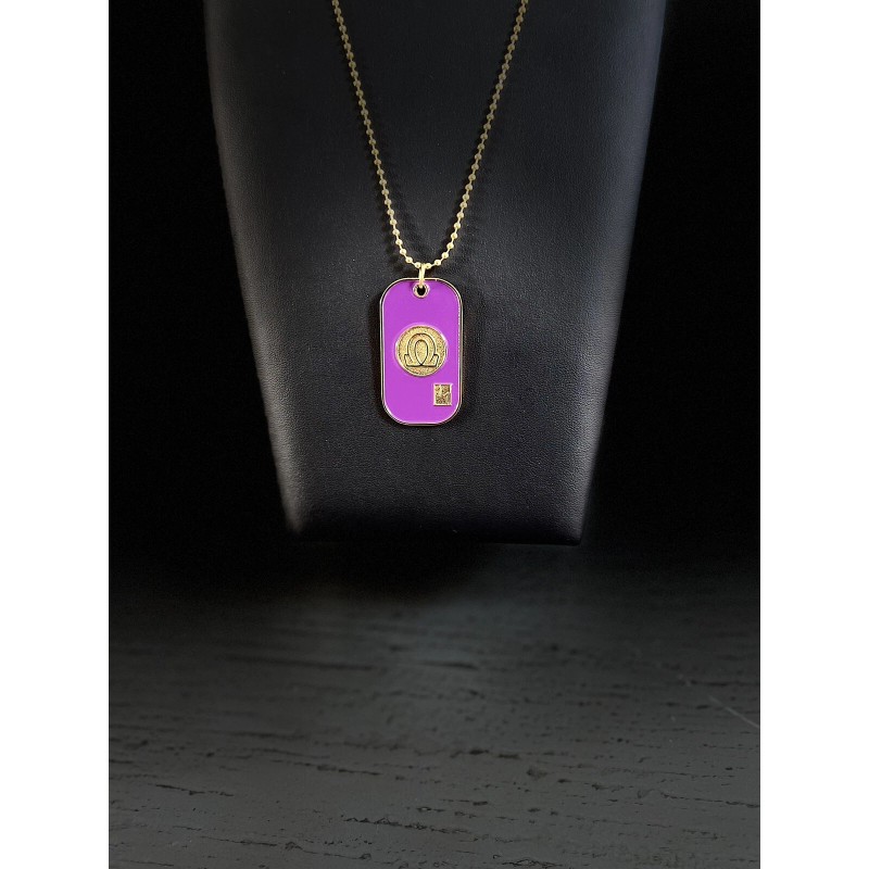 D9 Greeks Omega Psi Phi Double Sided Dog Tag Purple