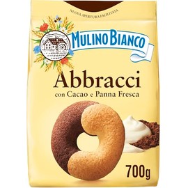 Mulino Bianco Biscotti Frollini Abbracci con Cacao e Panna Fresca, Senza Olio di Palma, Colazione Ricca di Gusto, 700 g