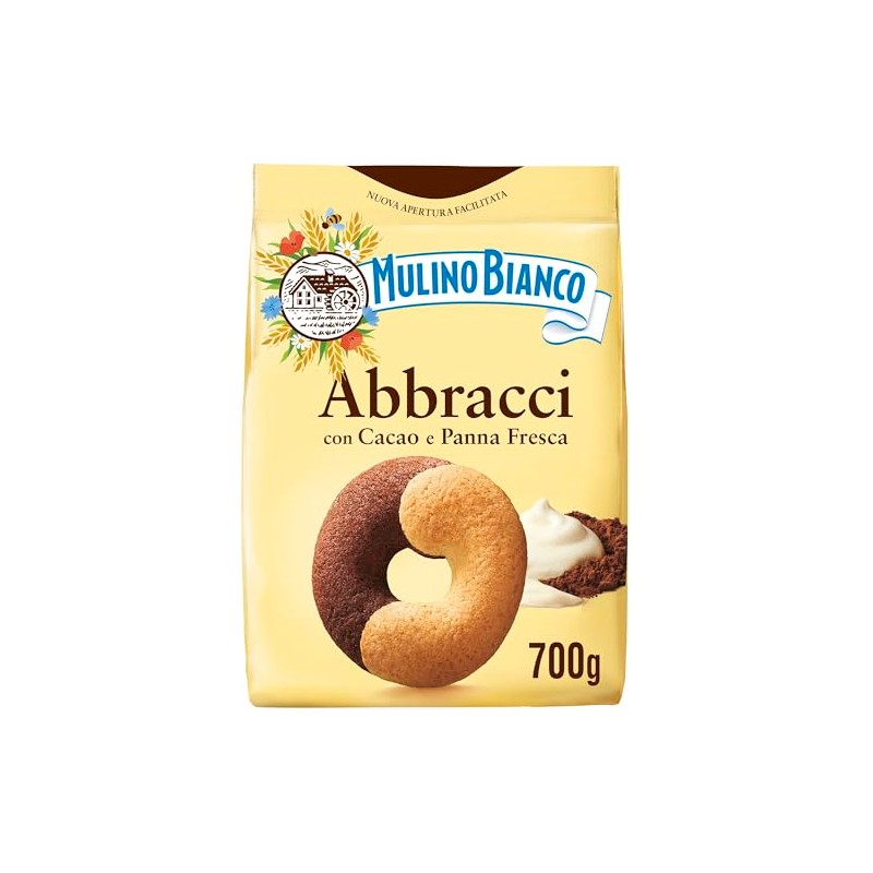 Mulino Bianco Biscotti Frollini Abbracci con Cacao e Panna Fresca,