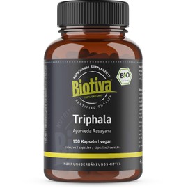 Triphala Bio (150 capsules) – 500 mg per capsule – 75 day dose – highly dosed biotriphala – bottled and controlled in Germany (DE-ÖKO-005) – 100% vegan – best value for money