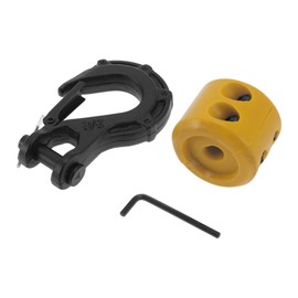 X AUTOHAUX Tractor Bucket Hooks 3/8" Front Tractor Accessories Bucket Grab Hook Metal 3.27"x4.92" Black 15 Ton with 1 Yellow Stopper and 1 Small Wrench 1 Set