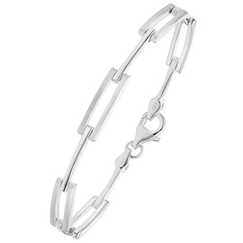 Vinani Bracelet 925 Sterling Silver – Movable Links – Matte Shiny – for Women – Made in Italy 2AB2, Sterling Silver, without stone