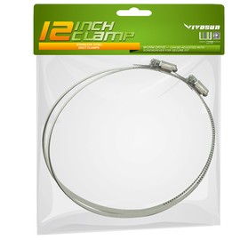 VIVOSUN Stainless Steel Air Ducting Clamps, 4/6/8/12 Inch Adjustable Hose Clamps with Worm Drive for Ducting, Heating, Cooling, Exhaust, and Ventilation (Pack of 2)