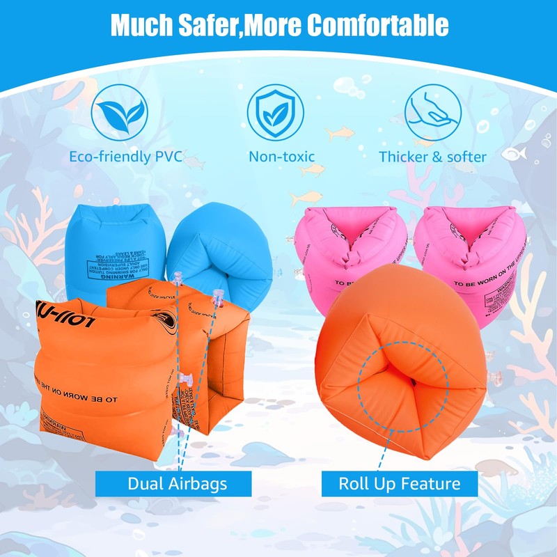 Arm Floaties Water Wings Safe for Kids Children Adults Pink