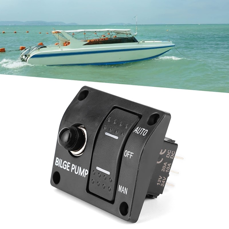 3 Way Bilge Pump Switch Panel, Auto Off Manual 12V