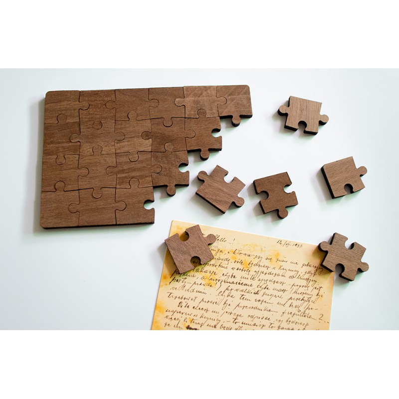 Wooden Puzzle Refrigerator Magnets, 24 PCS Natural Walnut Fridge Magnets,