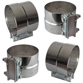 Exhaust Clamps Band Clamp 4" Lap Joint - Stainless Steel Lap Joint Exhaust Band Clamp With 1 Block 4Pcs For 4" Od To 4" Id Exhaust Pipe, Muffler, Elbow And Exhaust Tubing Connection(4 Pack)