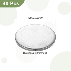 sourcing map 40Pcs Stainless Steel Disc, 31/32"(25mm) Dia 0.05"(1.2mm) Thick 304 Stainless Steel Flat Round Sheet Blank Round Circle Plate for Crafts Metal Stamping and Jewelry Making