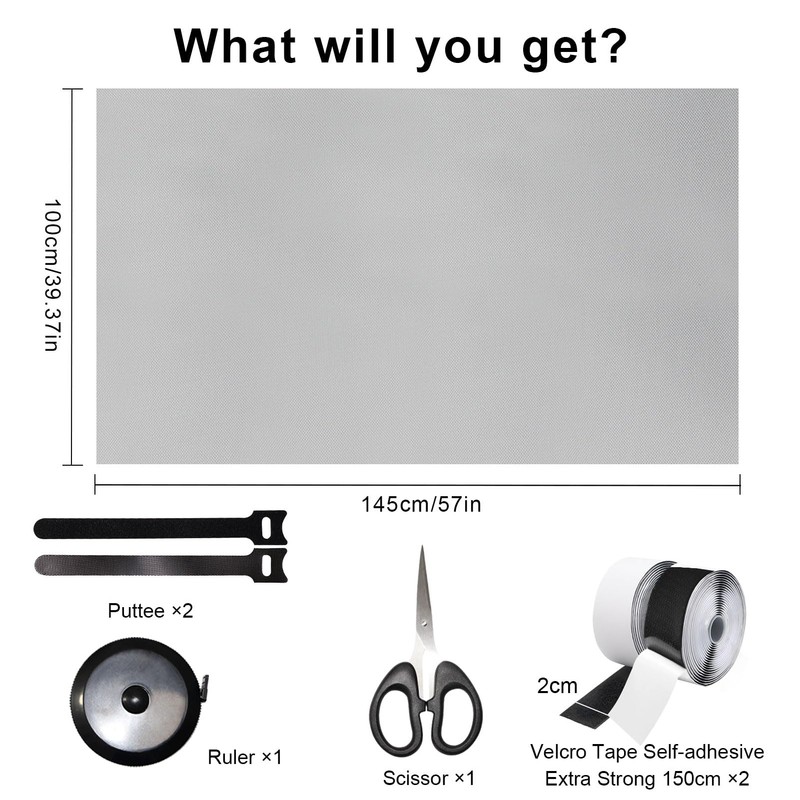 No Drilling Window Blackout Set, 100% Opaque, 1 m x