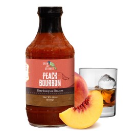 Green Jay Gourmet BBQ Sauce - Peach Bourbon - All-Natural Barbecue Sauce with Peaches, Gourmet Spices, Tomato Paste & More - Gourmet Barbecue Spread for Meats, Veggies & Other Foods - 19 Ounces