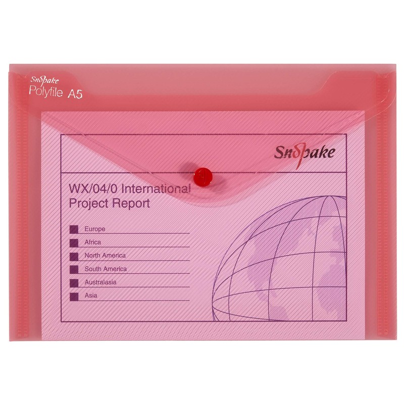 Snopake 11395 Polyfile A5 Popper Wallet File with Press Stud