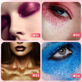 LOKFAR Body Glitter & Face Glitter Makeup Stick, Multiuse Waterproof Face Glitter Gel for Face Body Hair Eye Lip, Holographic Sequins Hair Glitter Face Paint, Mermaid Accessories Makeup (Gold, Silver)