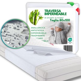 Traversa Impermeabile Lavabile Bambù 80x100 cm Lettino Culla Coprimaterasso