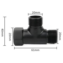 Toilet Diverter Angle Valve Hose Fitting Tee, G1/2 Inch T Shape Tap Water Adapter Valve 3-Way Diverter Valve Hose Connector (Matt Black)