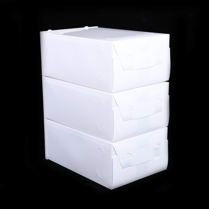 LYNICESHOP White 20 Pack Stackable Shoe Storage Box,Clear Plastic Shoe