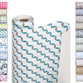 Smart Design Bonded Grip Shelf Liner - 18 Inch x 5 Feet - Non Adhesive, Strong Grip Bottom, Easy Clean Kitchen Drawer, Cabinet, Cupboard Dresser Protector Cover, Non Slip Rubber Mat - Ocean Origami