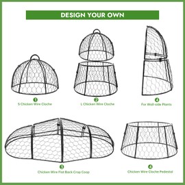 Decoroca Garden Cloches for Plants - Chicken Wire Plant Protectors from Animals, Outdoor Cloches Keep Squirrels, Rabbits & Birds Out of Vegetable - DIY in 5 Forms - Sturdy Anti-Rust Dome (4 PCS)