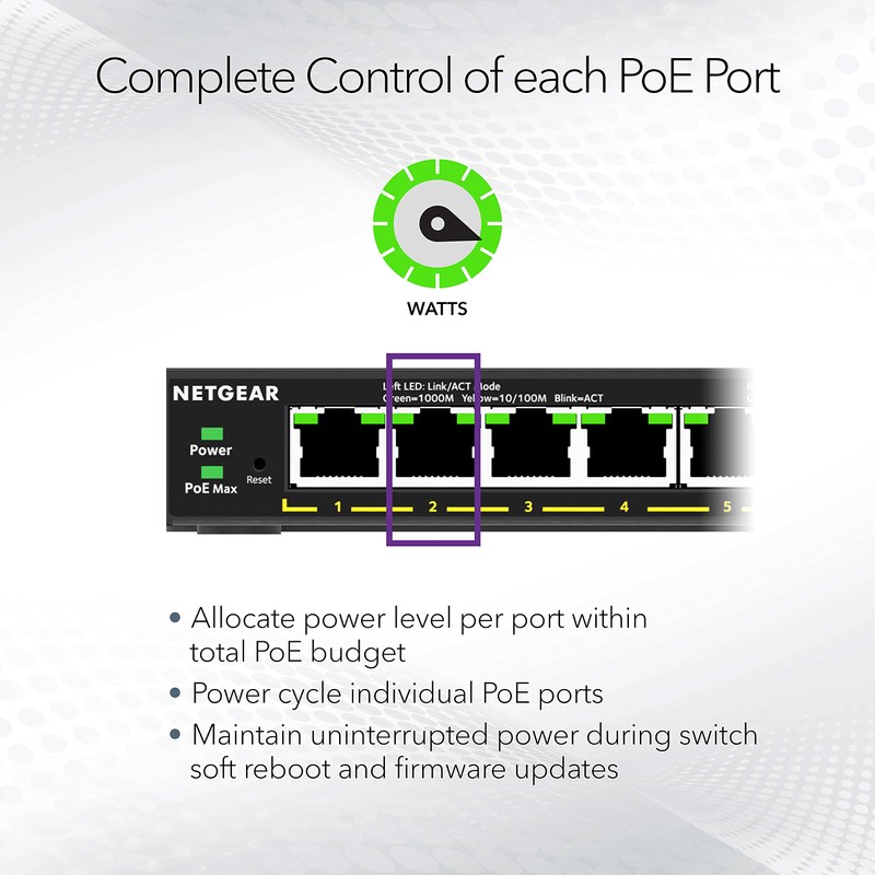 NETGEAR 5 Port PoE Gigabit Ethernet Easy Smart Managed Essentials