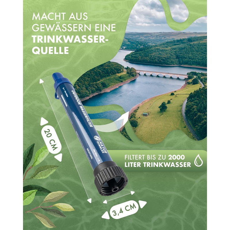 Naturbummler ® Outdoor Water Filter 2000 Litres [Co2 Neutral] Includes