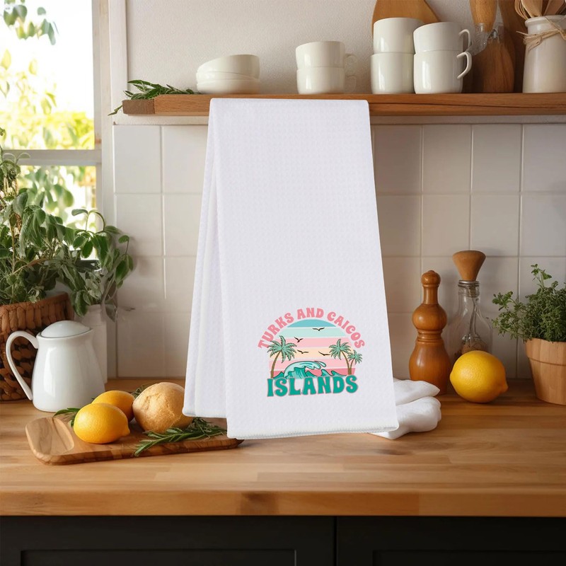 Turks and Caicos Kitchen Towel Tropical Trip Gift Beach Vacation